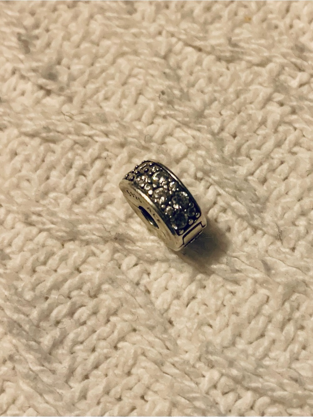 Pandora Silver Pave Spacer Charm with Clear Stones